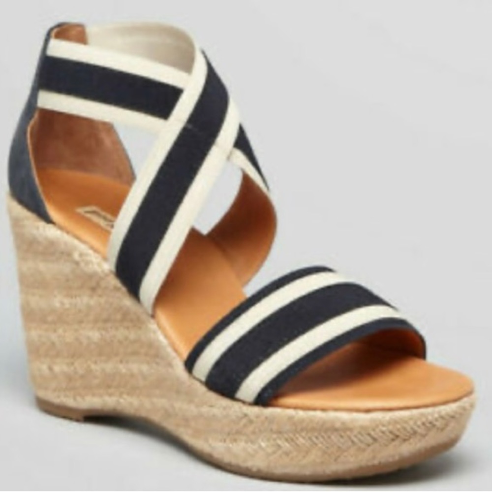 COPY - Paul Green Espadrille Wedge- Navy/Cream